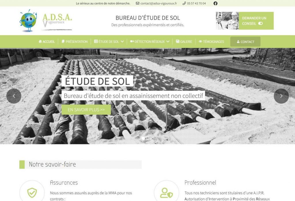 Site ADSA Vigouroux étude de sol assainissement individuel